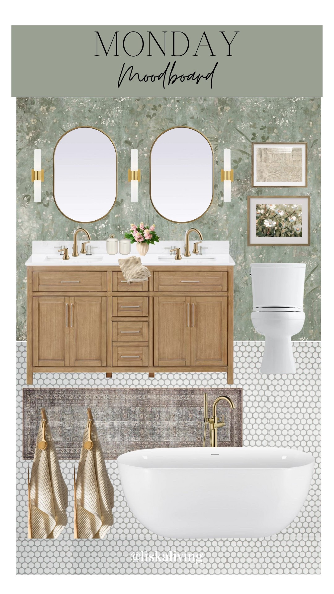 ✨MONDAY MOODBOARD - BATHROOM✨

I love a wallpapered bathroom and this subtle, yet oh so pretty design by @sandbergwallpaper is so perfect in here! I paired it with brushed gold and cream details to keep the overall look soft and traditional. I love a good penny tile floor too - so classic!

✨FOLLOW @liskaliving for more home styling inspo and curated moodboards like this one! Thanks for being here! 🤍

✨SAVE this post for later!
.
.
.
.
.
.

#mondaymoodboard #moodboardaccount #moodboardinterior #moodboardpage #moodboardinspiration #designboard #interiordesign #homestyling #homestylinginspo #bathroom #bathroominspo #earthyneutrals #earthyhome #classicinteriors

#LTKHome #LTKStyleTip