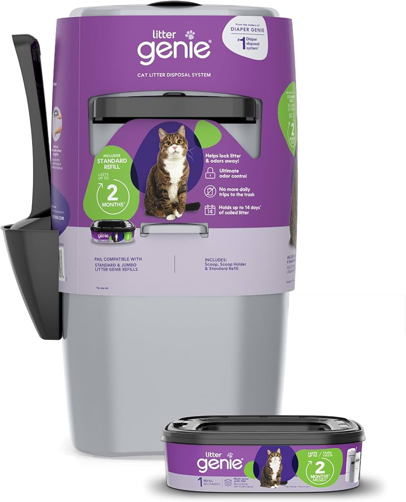Litter Genie Standard Pail (Silver) | Cat Litter Box Waste Disposal System for Odor Control | Inc... | Amazon (US)