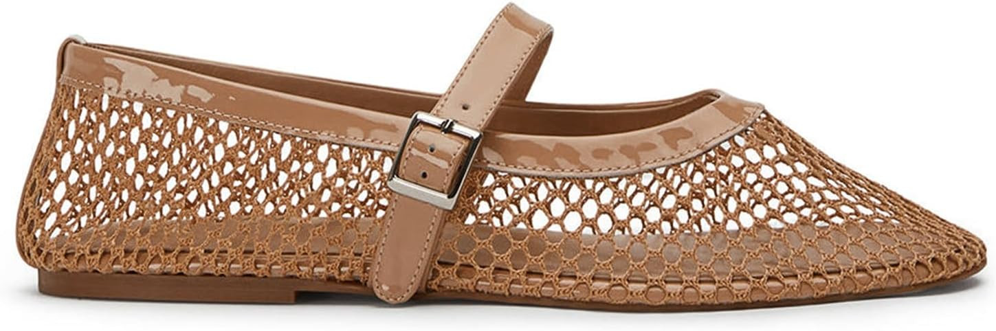 MICIFA Women's Mesh Ballet Flats Fishnet Ballerina Flats Buckle Strap Mary Jane Flats Causal Dail... | Amazon (US)