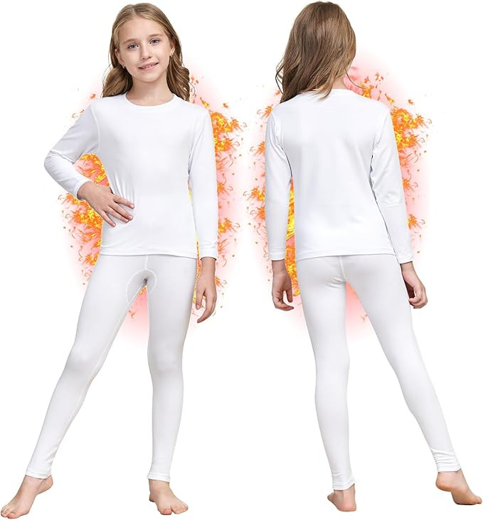 Girls Thermal Underwear Set Ultra Soft Fleece Lined Kids Long Johns Top Bottom Thermals Kids Base... | Amazon (US)