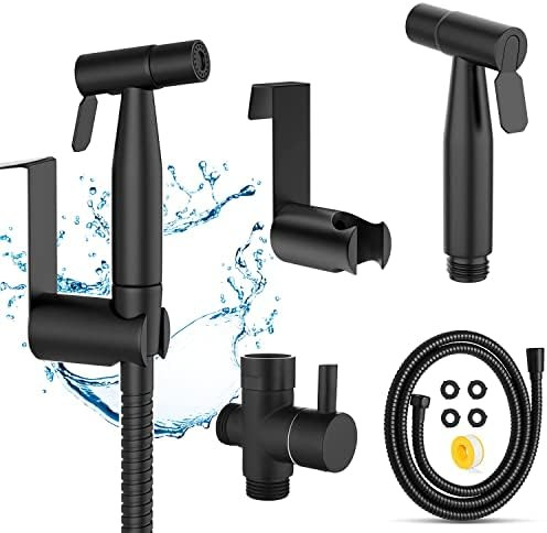 Handheld Bidet Sprayer for Toilet, 304 Stainless Steel Bidet Sprayer, Black Bidet Sprayer Set wit... | Amazon (US)
