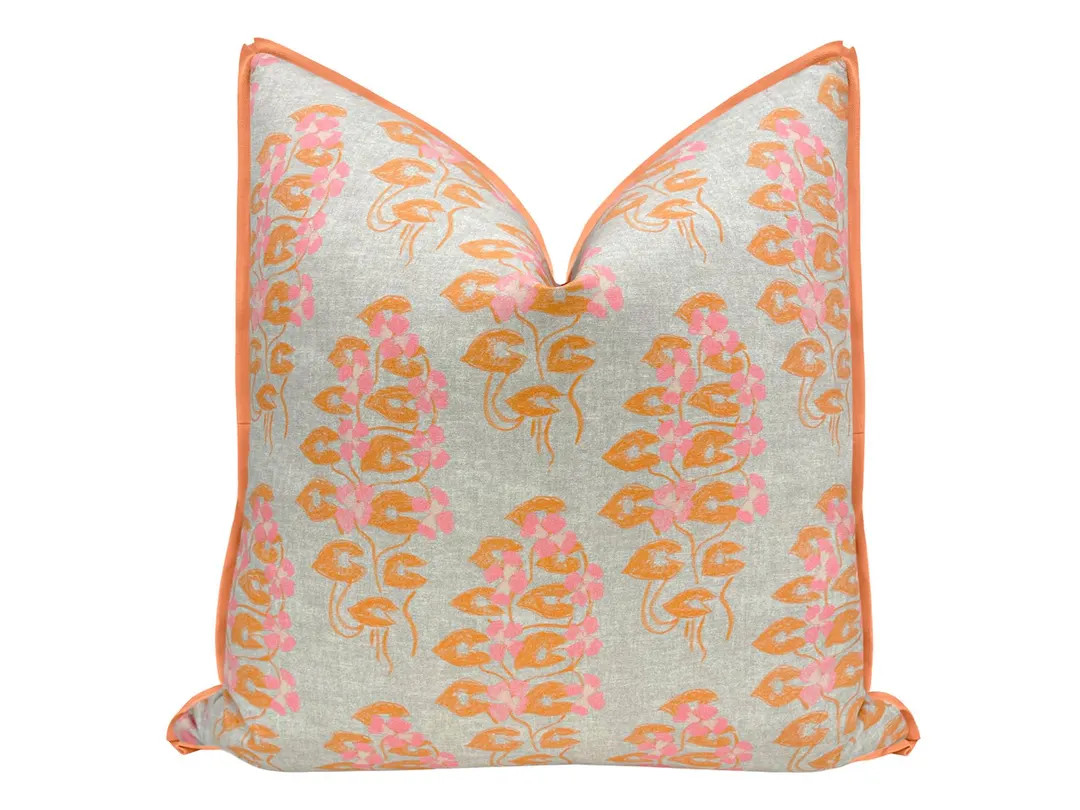 Lulie Wallace : Willow // Burnt Orange With Butterfly Flange Pillow | Floral Print | Botanical Pr... | Etsy (US)