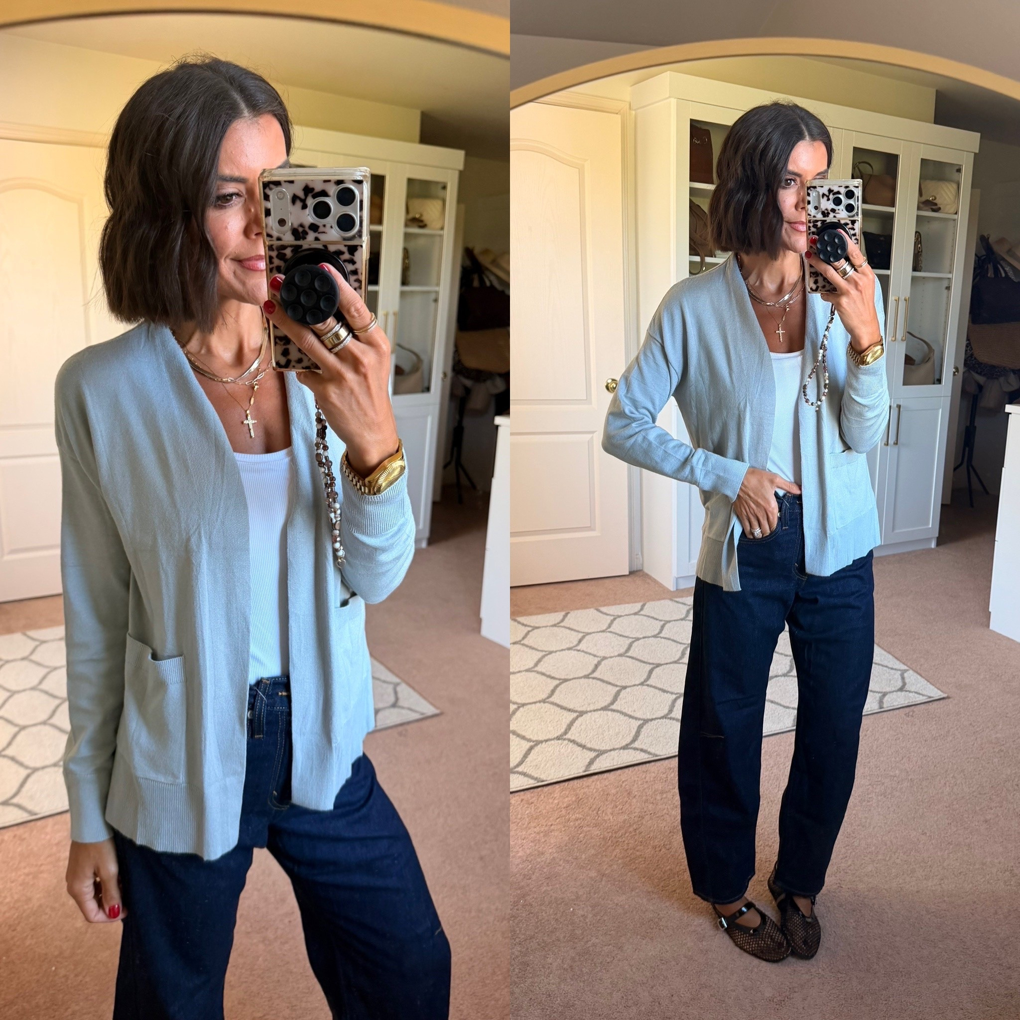 Size small in cardigan xs in tank size 24 short length in jeans

#LTKootd #LTKdayinmylife #LTKgrwm