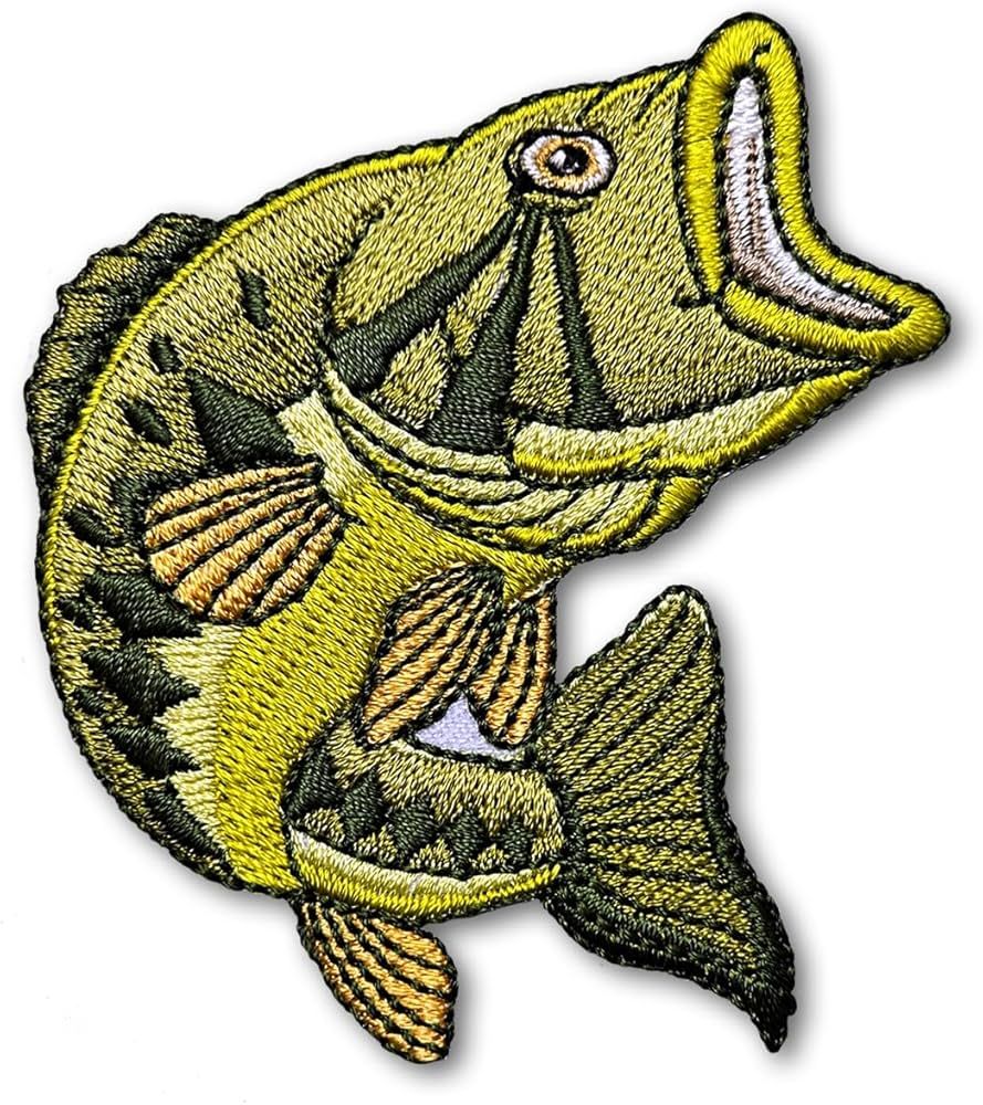 PatchDeeDee Green Sea Largemouth Bass Fish Fishing Iron on Sew on Embroidered Applique Patch for ... | Amazon (US)