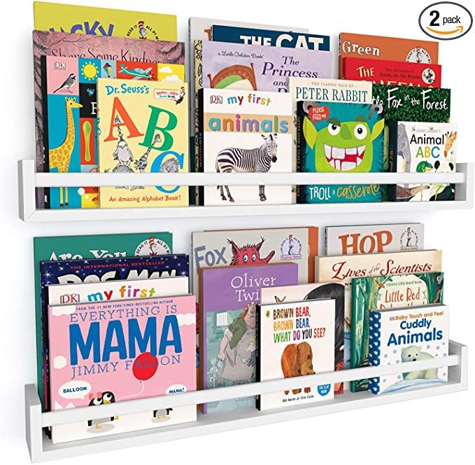 Wallniture Utah 32" White Nursery Bookshelves Wall Mounted, Wood Floating Book Shelves for Kids R... | Amazon (US)