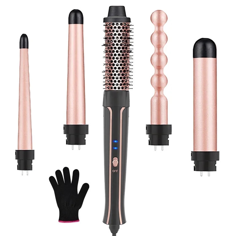 5 in 1 Curling Iron Set for Women, Professional Hair Curling Wand Set with Thermal Brush & 4 Inte... | Walmart (US)