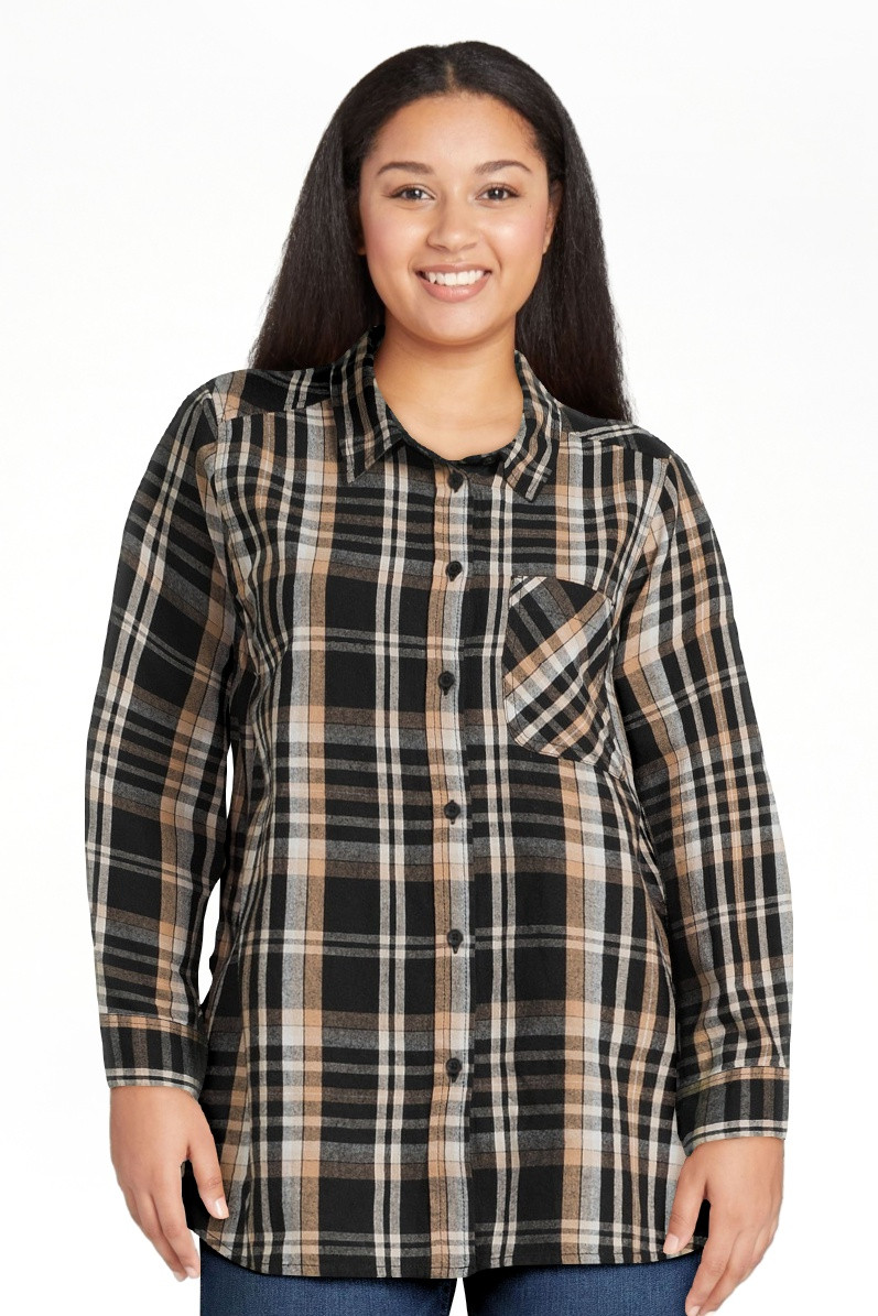 Time and Tru Women's Button Down Flannel Shirt, Sizes XS-3XL | Walmart (US)