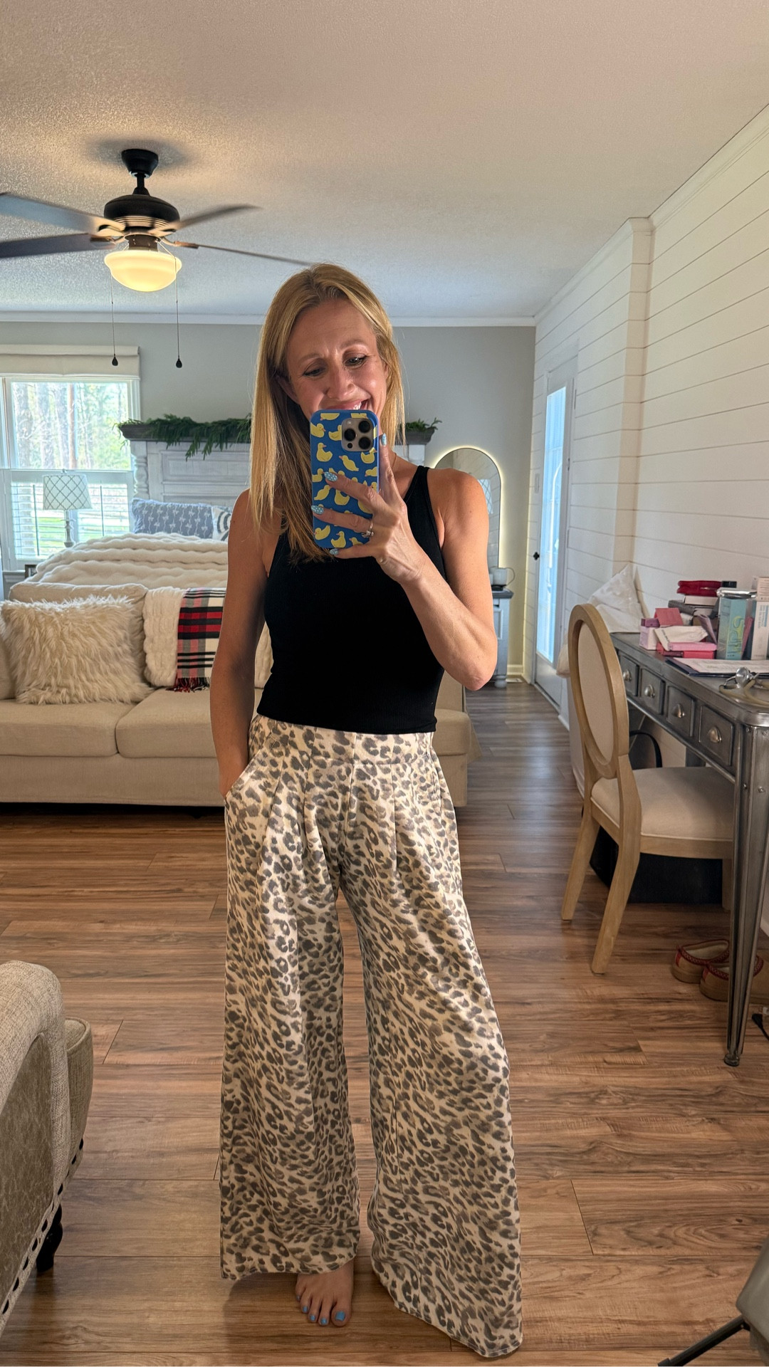 Comfy and stylish outfit! Best Ribbed top with a built in bra and elastic waist leopard print pants from Aerie. True to size 

#LTKootd #LTKgrwm #LTKdayinmylife