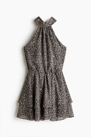 H & M - Chiffon Halterneck Dress - Dark Gray/Floral | H&M (US + CA)