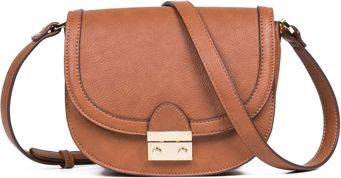 Feversole Crossbody Bag PU Leather Women Retro Small Saddle Satchel Shoulder Bag Tote With Long A... | Amazon (US)