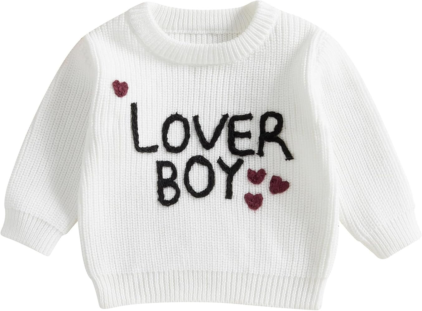 Toddler Baby Girl Boys Valentine's Day Knit Sweater Long Sleeve Crewneck Letter Heart Arrow Embro... | Amazon (US)