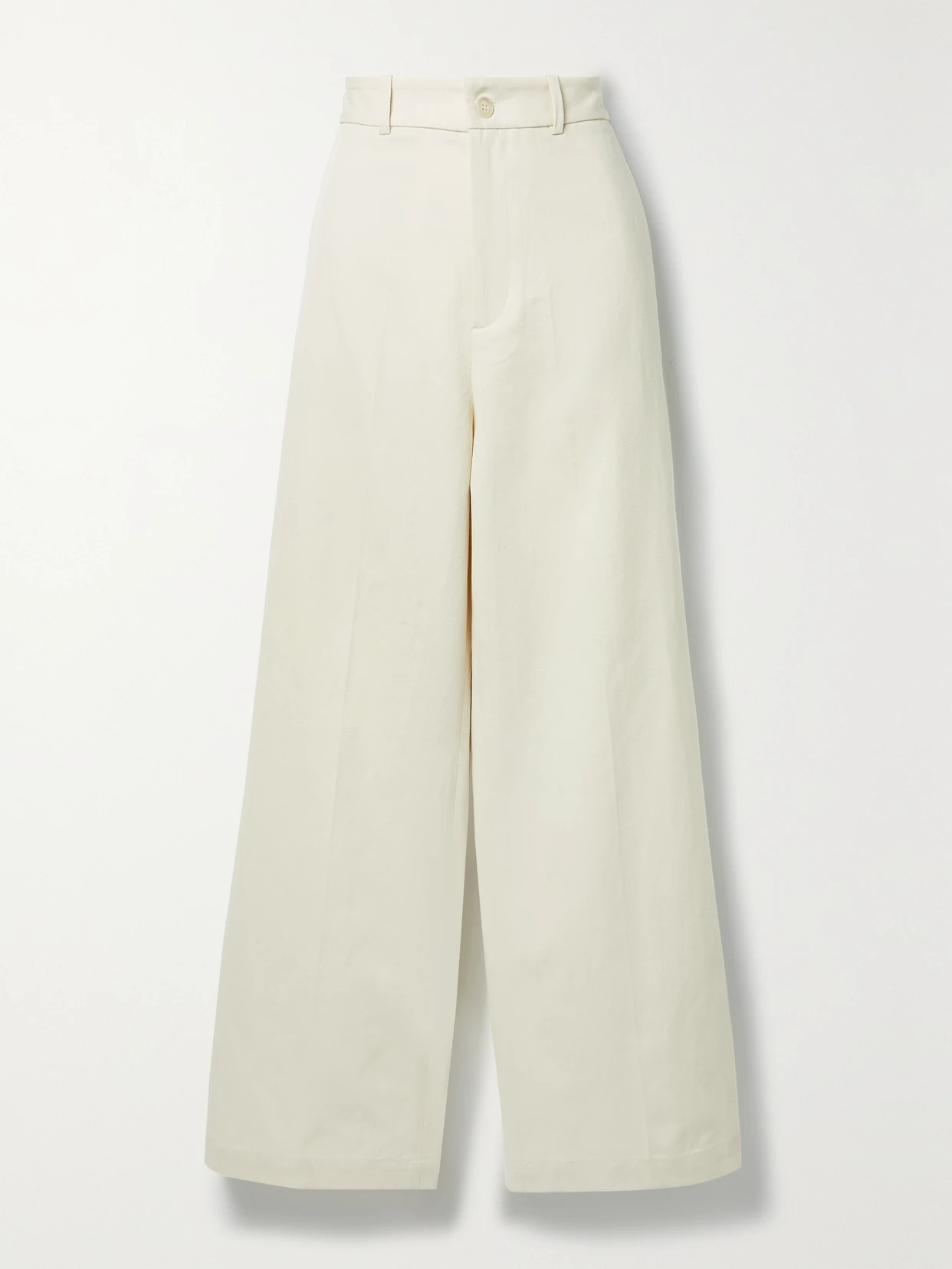 Nili Lotan - Johan Cotton And Linen-blend Twill Wide-leg Pants - Ivory | NET-A-PORTER (US)