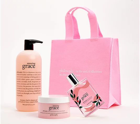 philosophy grace & love body melt fragrance set with tote bag - QVC.com | QVC