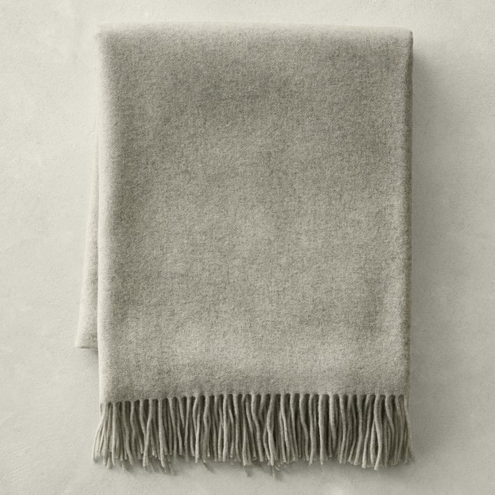 Solid Cashmere Throw, 50&amp;quot; X 65&amp;quot;, Light Grey | Williams-Sonoma