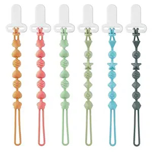 PandaEar 6 Pack Silicone Pacifier Clips, One Piece Design Teething Pacifier Holder Clip, Neutral ... | Amazon (US)
