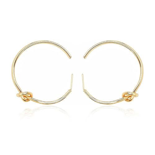 MUZHE Gold Silver Love Knot Hoop Earrings for Women | Amazon (US)