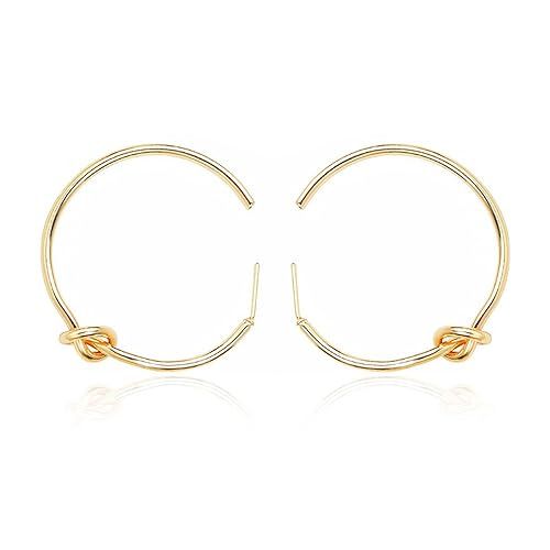 MUZHE Gold Silver Love Knot Hoop Earrings for Women | Amazon (US)