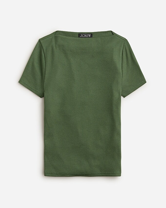 Fine-rib fitted boatneck T-shirt | J. Crew US
