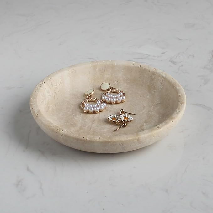 Natural Travertine Marble Jewelry Dish 5.5", Trinket Dish for Ring Earring, Gift for Woman Daugth... | Amazon (US)
