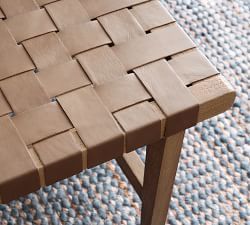 Fenton Woven Leather Bench (54.5") | Pottery Barn (US)