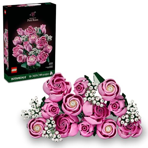 LEGO Botanicals Bouquet of Pink Roses Artificial Flowers - Building Blocks for Adults, Ages 18+ - Gifts for Birthdays for Her - Flowers for Home Office, Shelf or Room Decor - 10374 | Amazon (US)