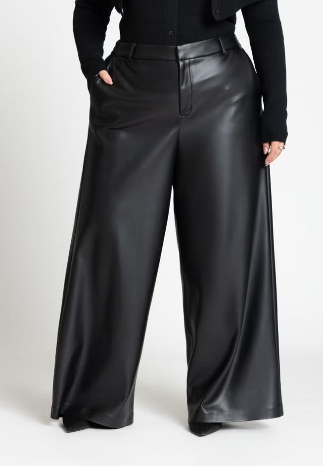 Wide Leg Faux Leather Pant | Eloquii