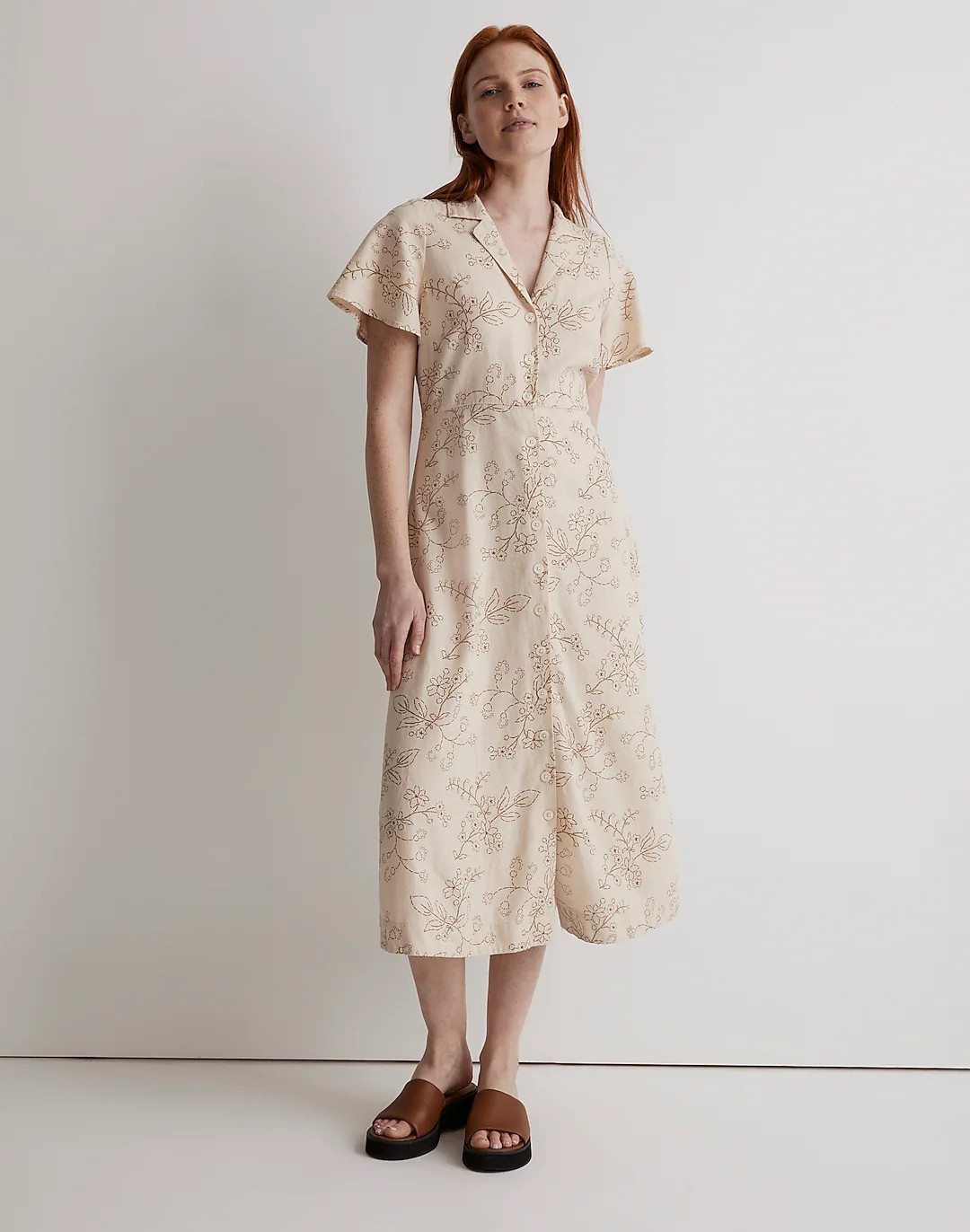 Kacie Midi Shirtdress in Stitched Vines | Madewell