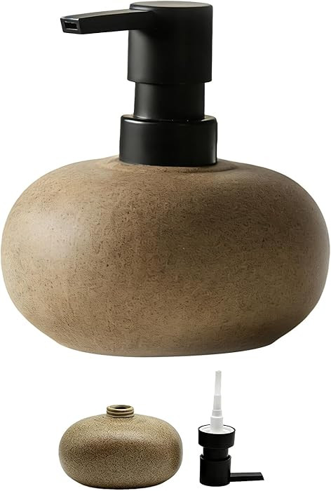 Ceramic Soap Dispenser, Vintage Brown Stone Soap Dispenser for Bathroom Countertop or Kitchen, De... | Amazon (US)