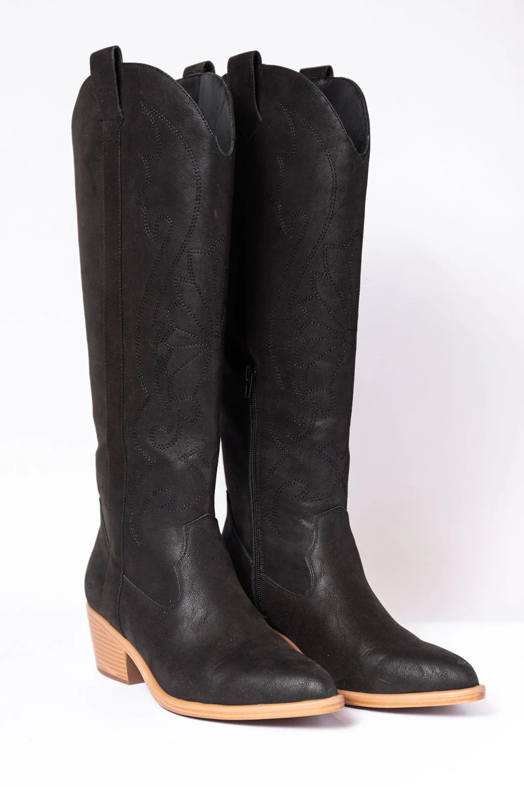 Shania Black Cowboy Boots | Pink Lily