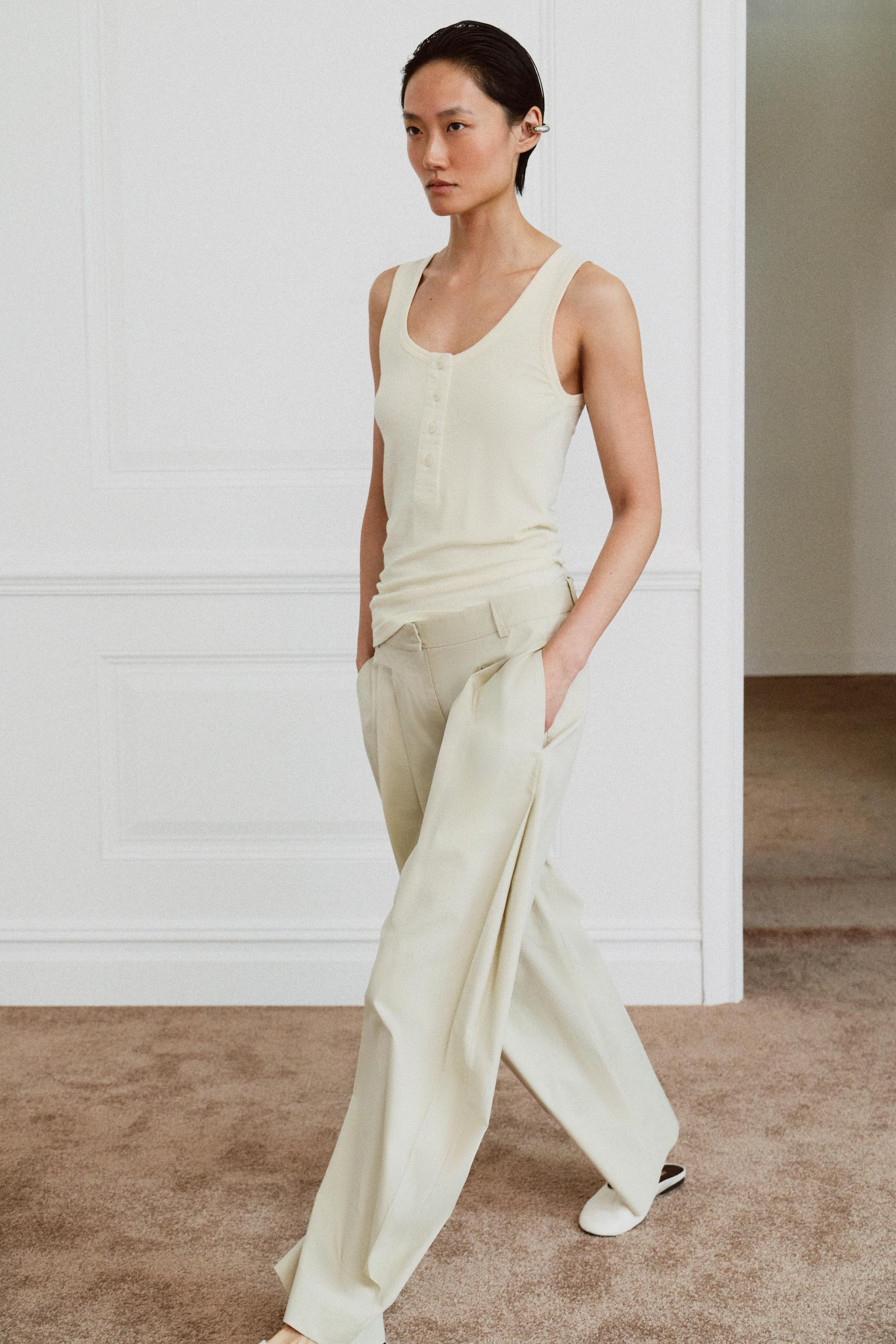 LINEN BLEND BUTTON-FRONT T-SHIRT | Zara US