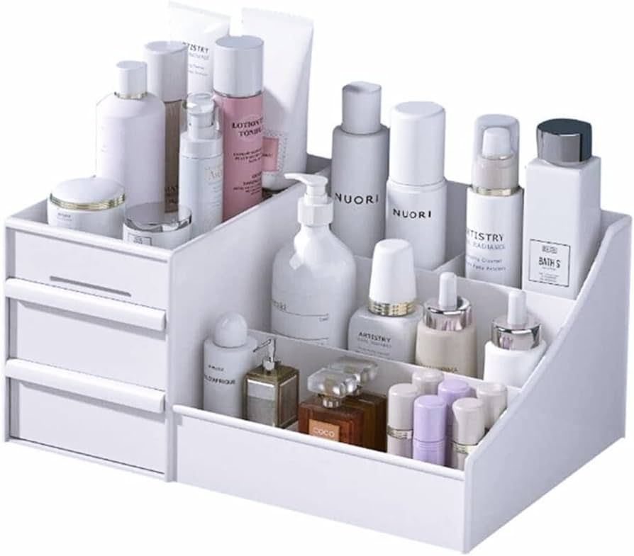 Makeup Desk Organizer with Drawers, Countertop Organizer for Cosmetics, Vanity Holder for Lipstic... | Amazon (US)