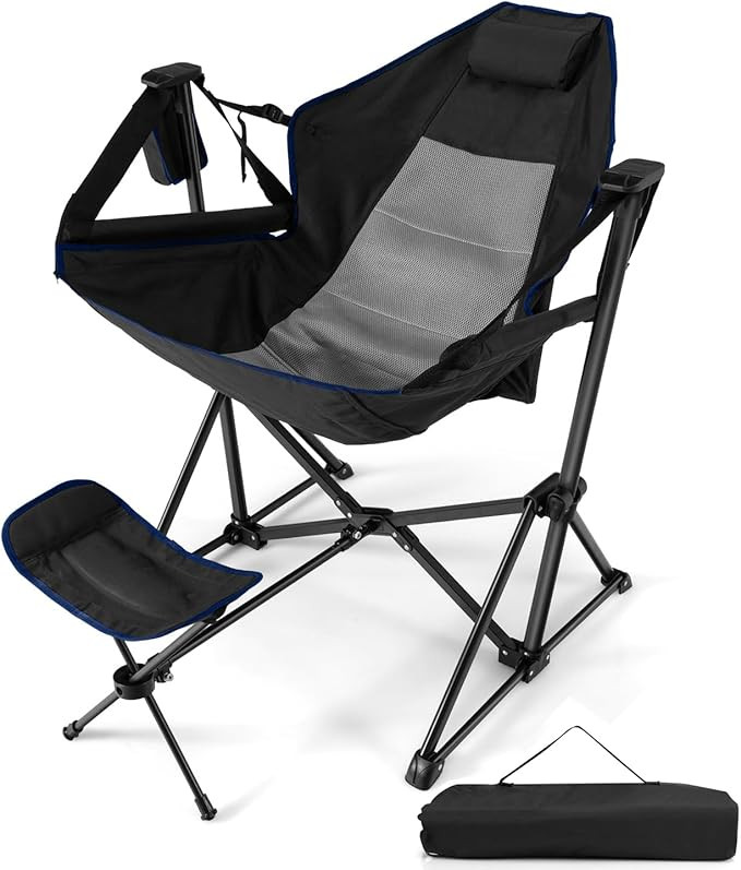 HAPPYGRILL Hammock Camping Chair Folding Camping Swinging Chair with Retractable Footrest, Cozy H... | Amazon (US)