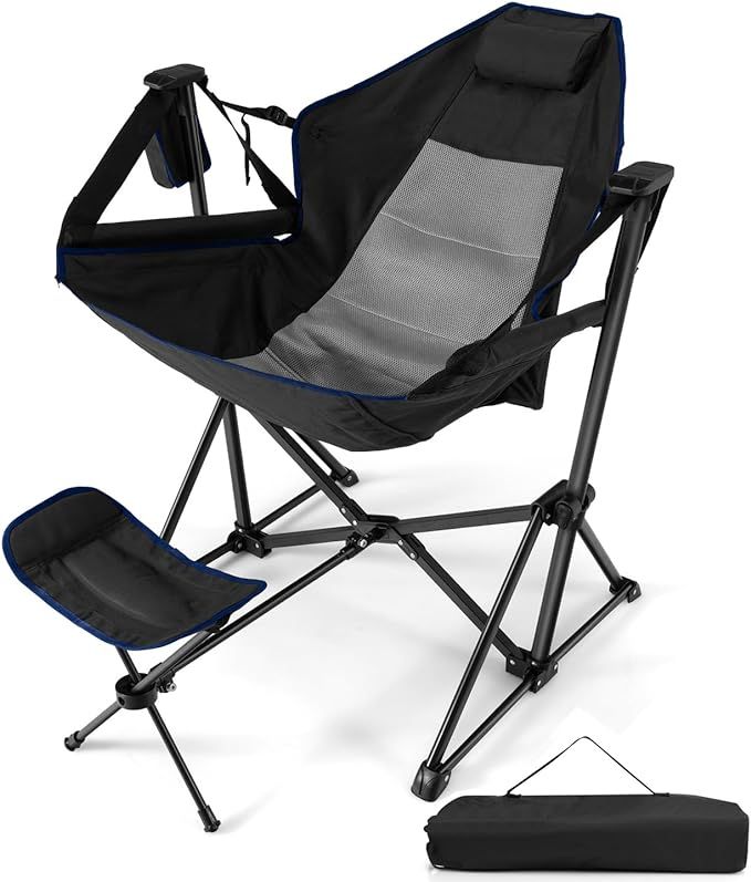 HAPPYGRILL Hammock Camping Chair Folding Camping Swinging Chair with Retractable Footrest, Cozy H... | Amazon (US)