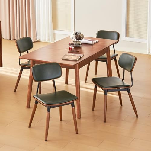 Hansweld Mid-Century Modern Retro Faux Leather Dining Chairs Set of 4- Upholstered Seats, Solid W... | Amazon (US)