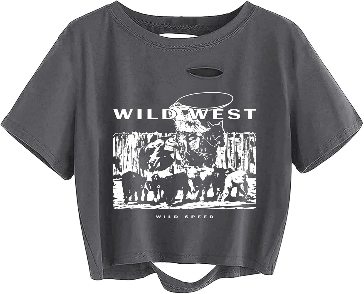 Avanova Women Sun Moon Graphic Distressed Crop Top Oversized Short Sleeve Ripped Tee Shirt | Amazon (US)