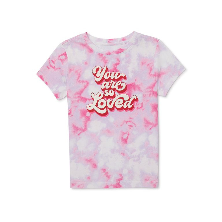 Wonder Nation Girl's Valentines Day Short Sleeve Graphic Tee, Sizes 4-18 | Walmart (US)