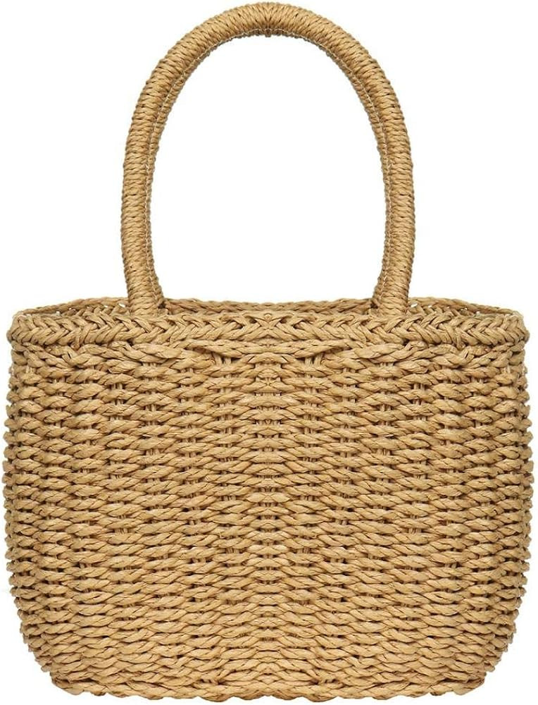 Straw Bags for Women, Hand-woven Straw Small Hobo Bag Round Handle Ring Tote Retro Summer Beach R... | Amazon (US)