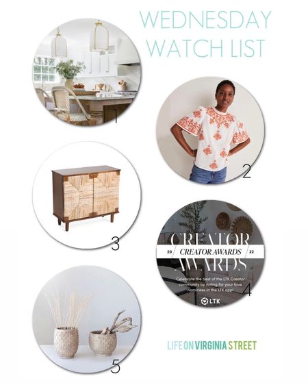 This week’s Wednesday Watch List picks include the most gorgeous flutter sleeve embroidered top (cone comes in orange, navy blue and white), a designer look for less cabinet, and some sandstone terra cotta planters! Get more details here: https://lifeonvirginiastreet.com/wednesday-watch-list-380/.
.
#ltkhome #ltkseasonal #ltksalealert #ltkunder50 #ltkunder100 #ltkstyletip 

#LTKSeasonal #LTKhome #LTKsalealert