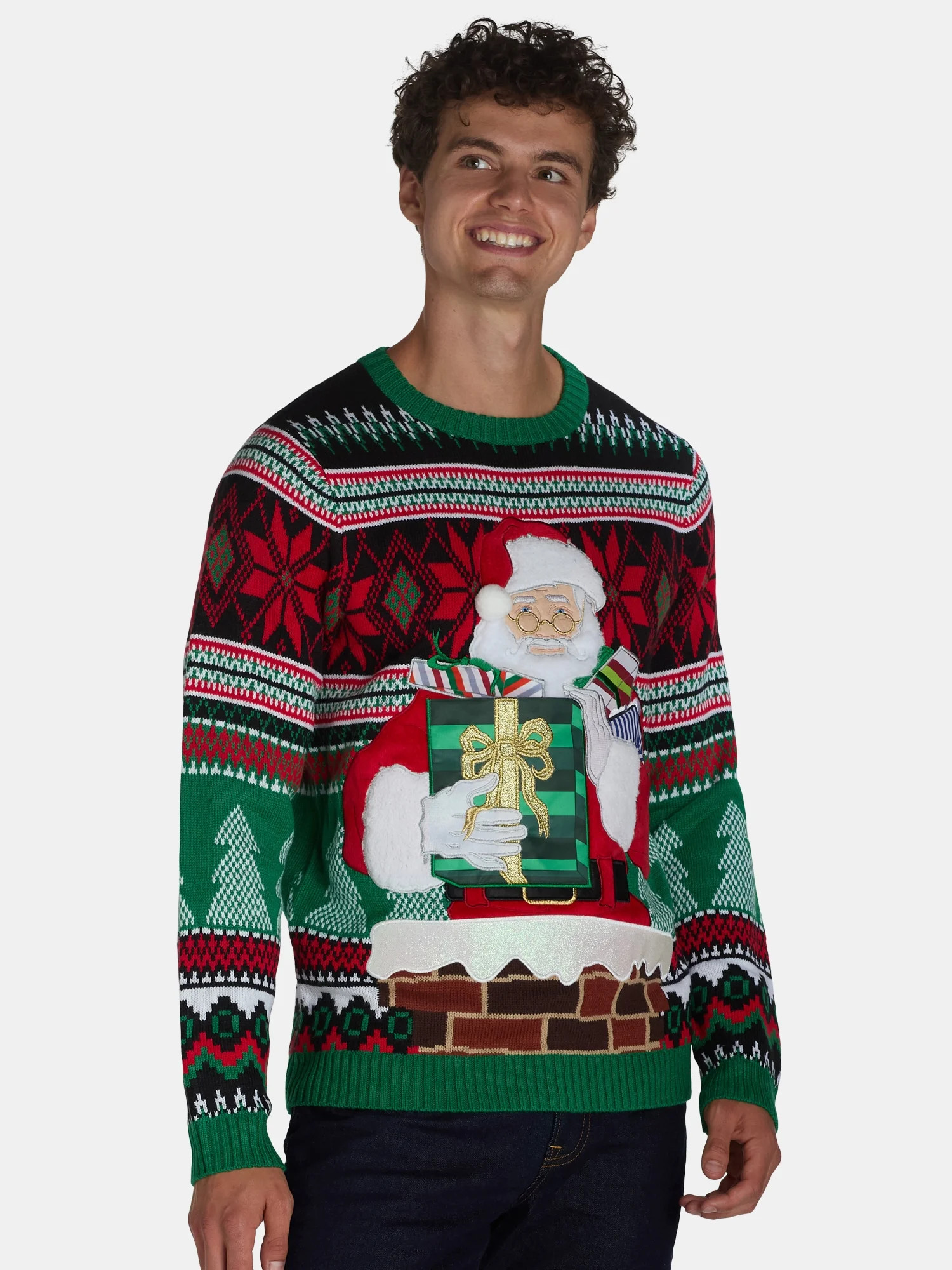 Holiday Time Men's & Big Men's Ugly Christmas Sweater with Drink Pocket, Sizes XS-3XL | Walmart (US)