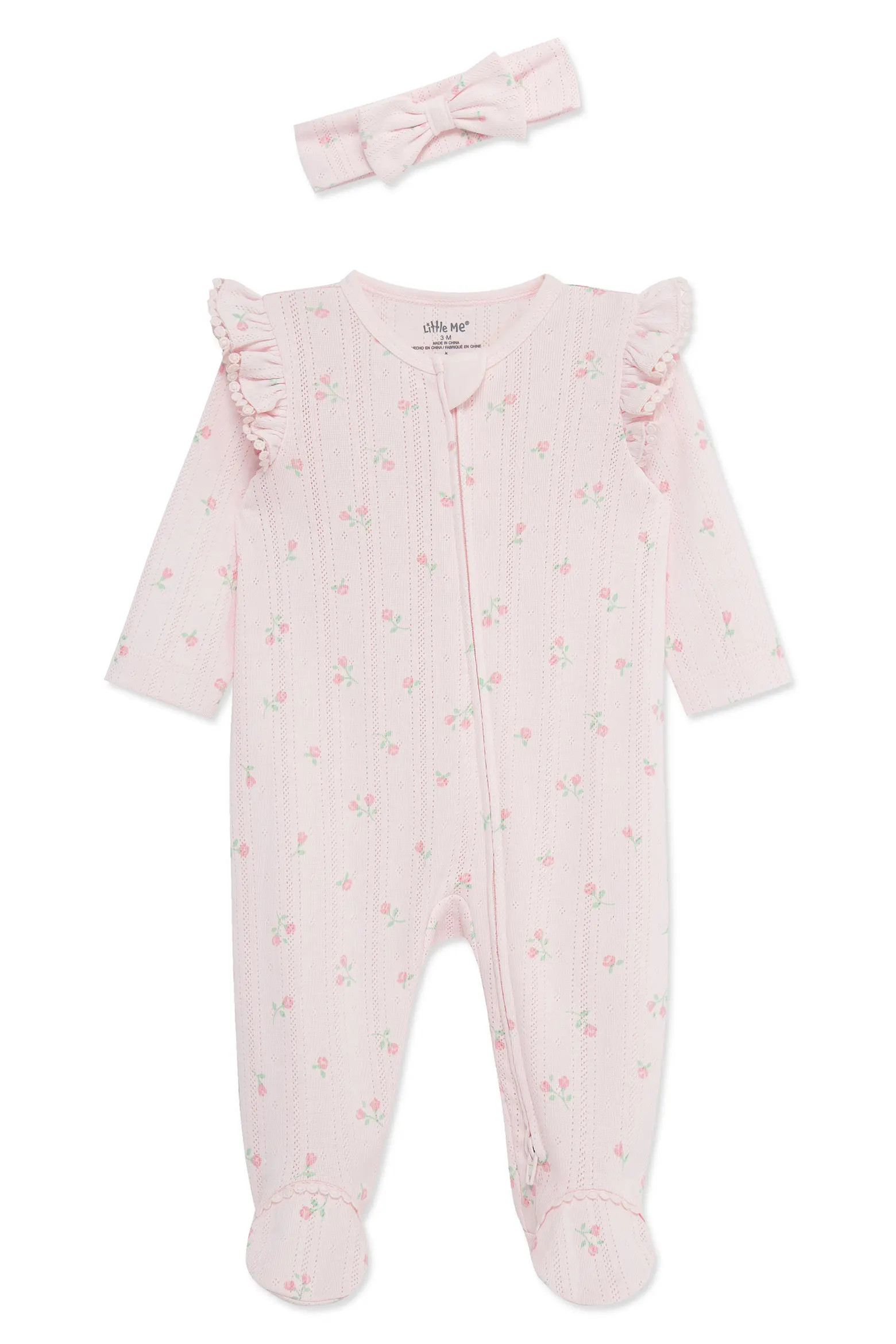 Dainty Roses Cotton Pointelle Footie & Headband Set (Nordstrom Exclusive) (Women) | Nordstrom | Nordstrom