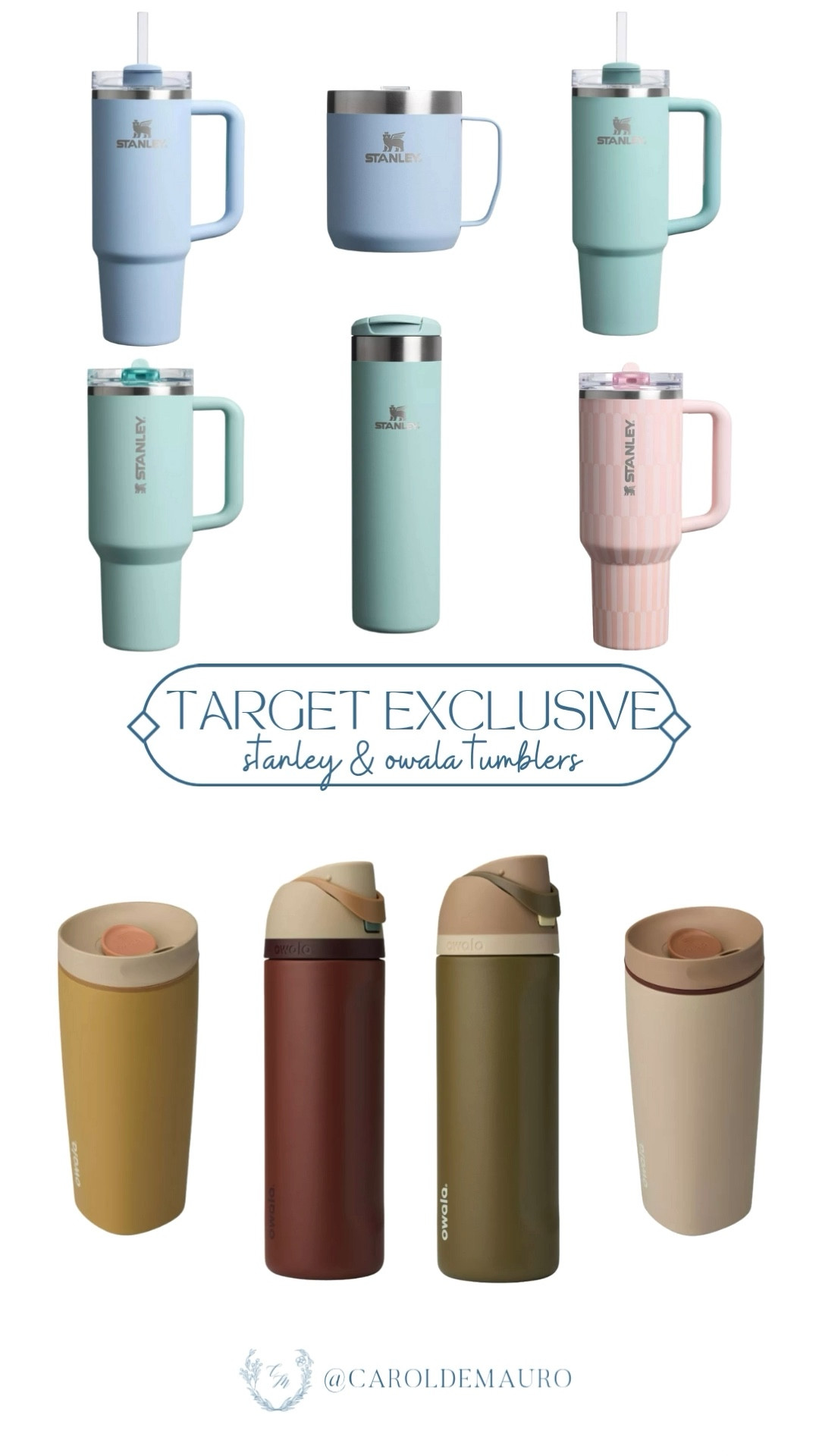 Looks like Target has some new exclusive Stanley and Owala tumblers in stock! The pastel blue and pink Stanleys are so pretty, and also loving the earthy tones on the new Owala bottles.
#stayhydrates #drinkware #everydayessentials #onthego #backtoschool