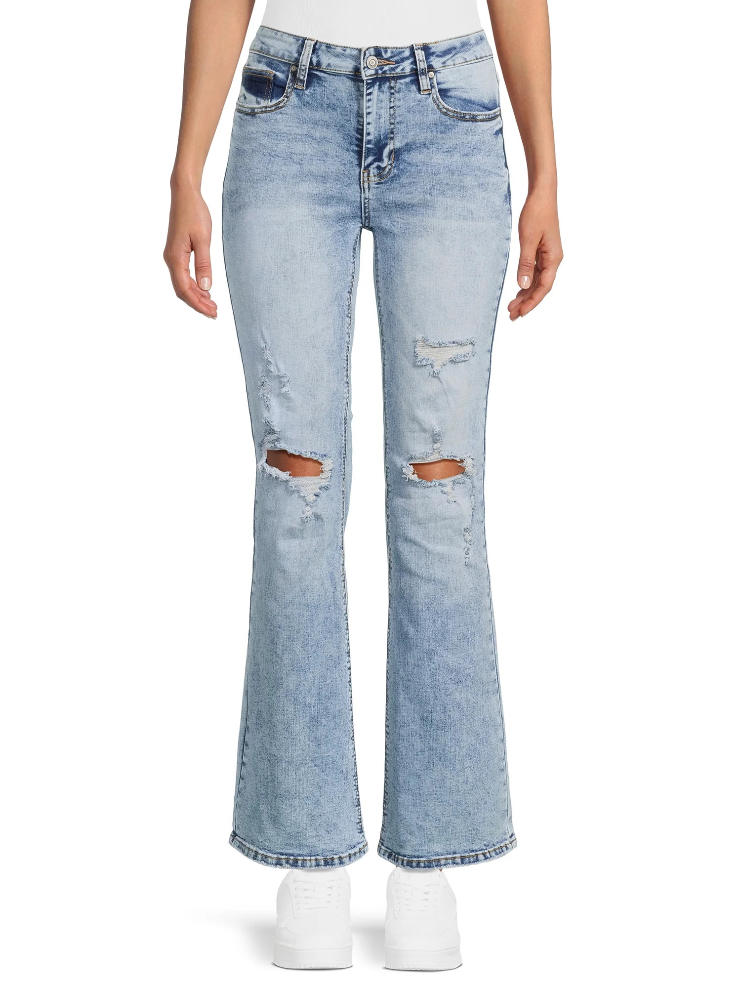 No Boundaries Juniors Destructed Flare | Walmart (US)