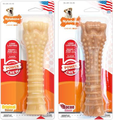 Nylabone Power Chew Original & Bacon Flavored Dog Chew Toys Aggressive Chewers Bundle, X-Large, 2... | Chewy