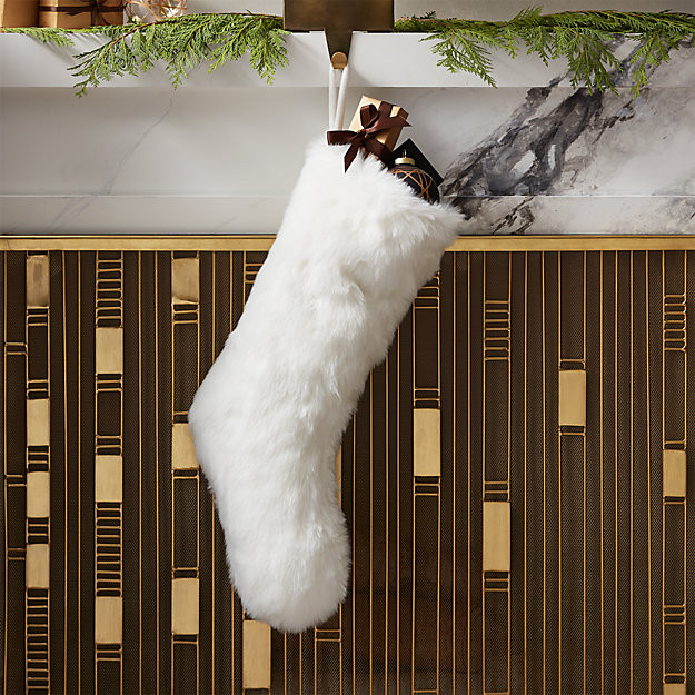 White Faux Fur Stocking | CB2