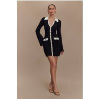 Wrenley Long Sleeve Knit Mini Dress - Black/White I MESHKI I Size S | MESHKI US