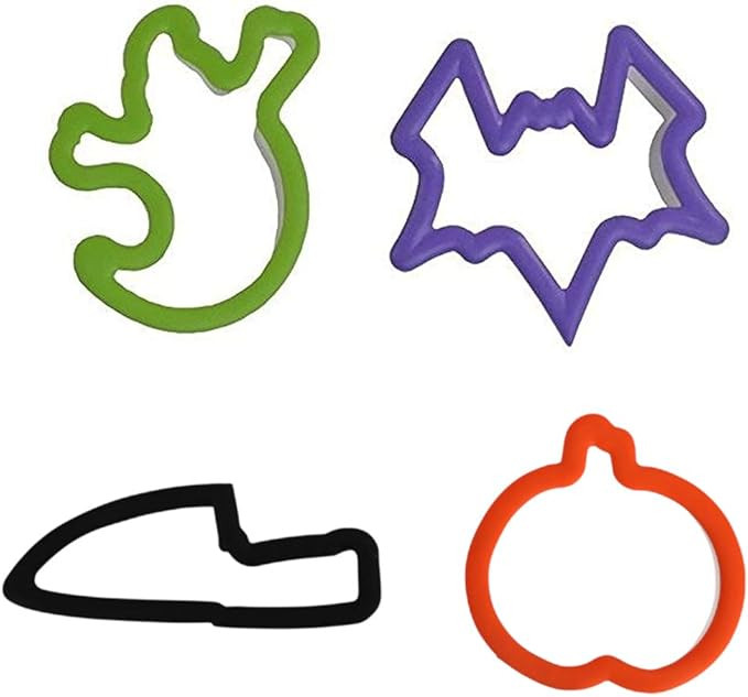Iconikal Rubber Grip Halloween Cookie Cutters, Bat, Knife, Pumpkin, Ghost, 4-Pack | Amazon (US)