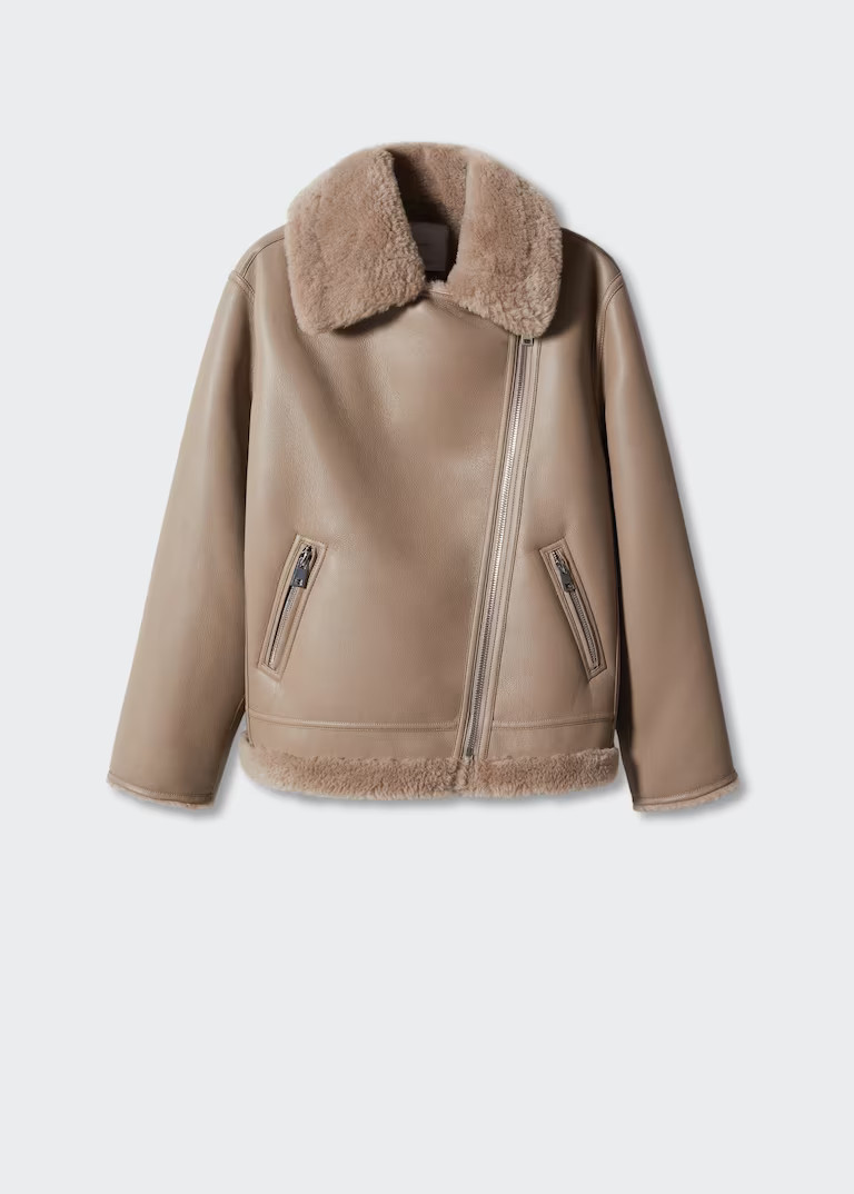 Faux shearling-lined jacket | MANGO (US)