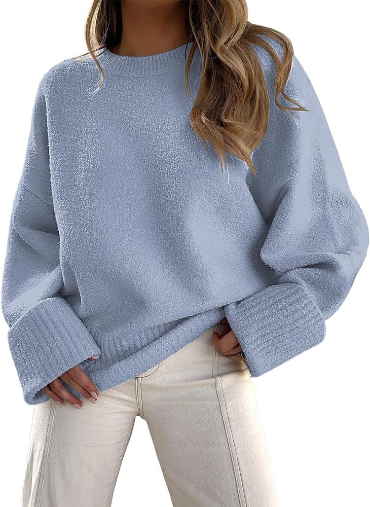 LILLUSORY Women's Oversized Sweaters 2023 Fall Fuzzy Knit Chunky Warm Pullover Sweater | Amazon (US)