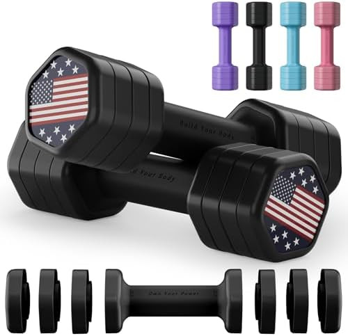 Zempox Adjustable Dumbbell Set of 2, 4 in 1 Hand Weights for Women at Home, 5 lb Weights Dumbbell... | Amazon (US)