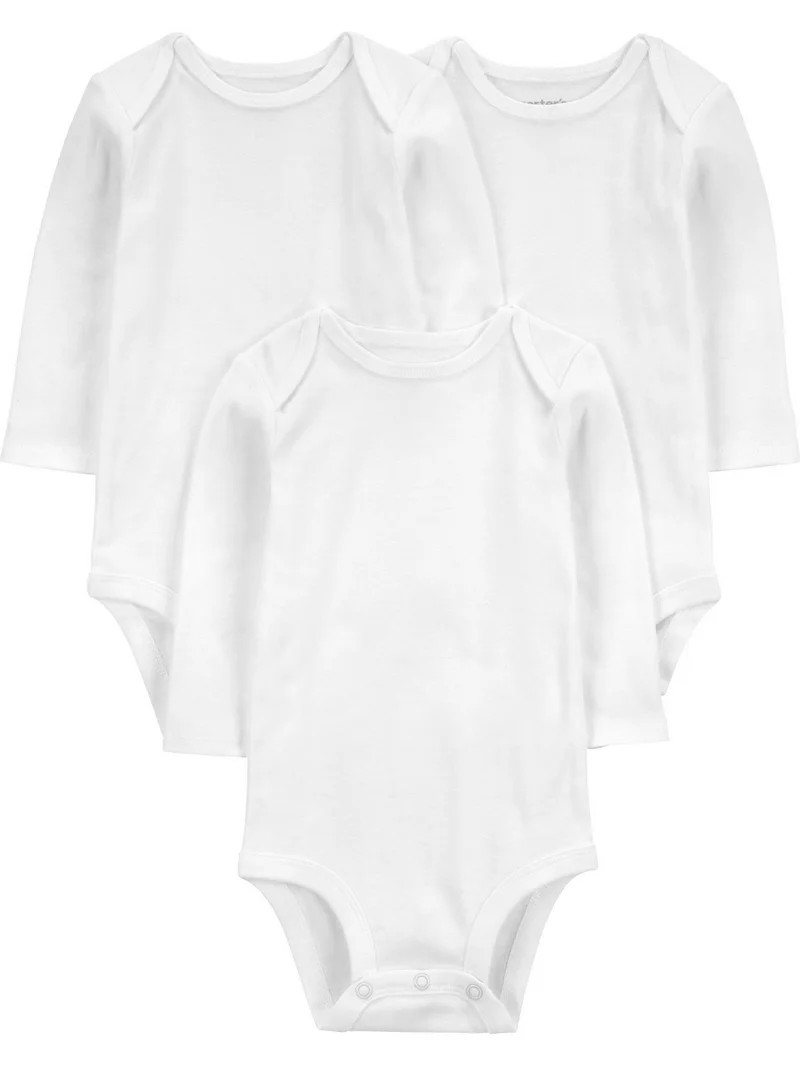 Carter's Child of Mine Baby Unisex Long Sleeve Bodysuits, 3-Pack Sizes Preemie-18 Months | Walmart (US)